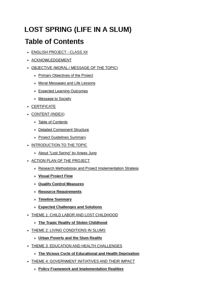 Lost Spring Complete English Project | PDF | Slum | Poverty