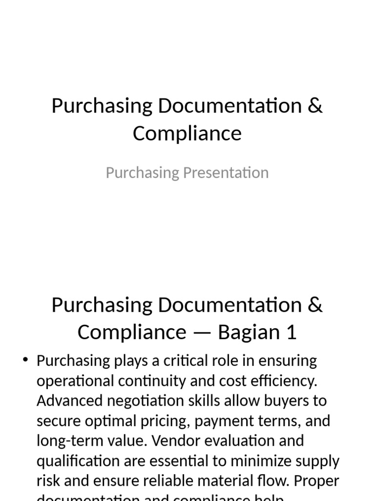 Purchasing Documentation & Compliance | PDF | Audit | Regulatory Compliance
