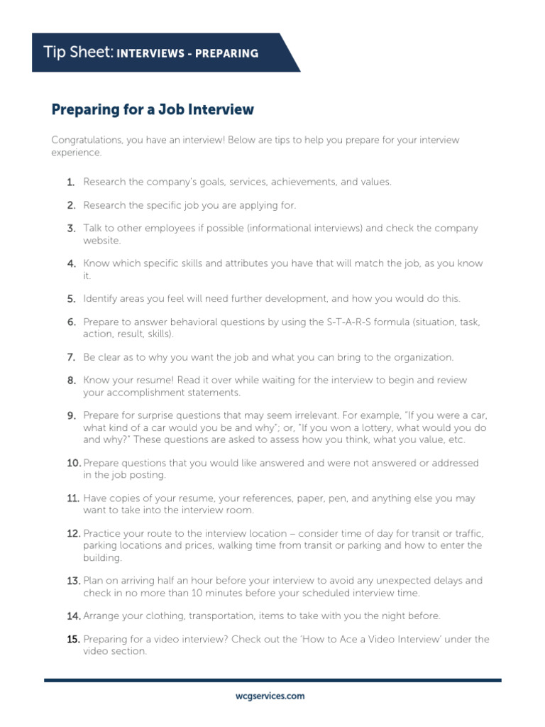 Job Interview Preparation Tips | PDF