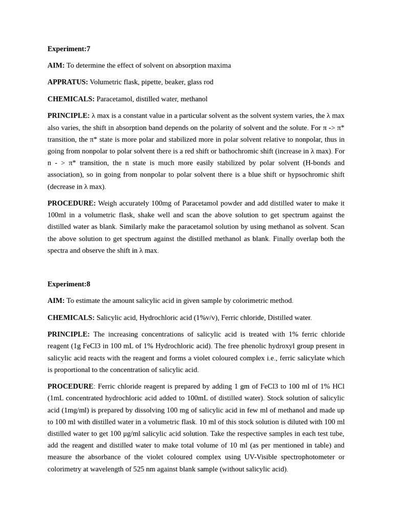 Experiment 7 and 8 | PDF | Acid | Solvent