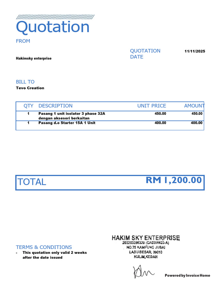 Quotation for Electrical Installation Services | PDF