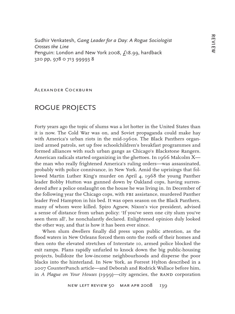 Alexander Cockburn, Rogue Projects, NLR 50, March April 2008 | PDF ...