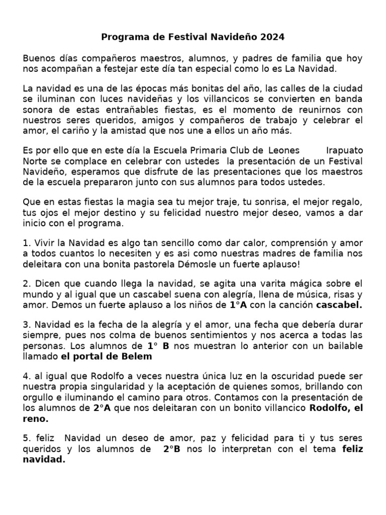 Programa Festival Navideño 2024 | PDF | Navidad | Amor