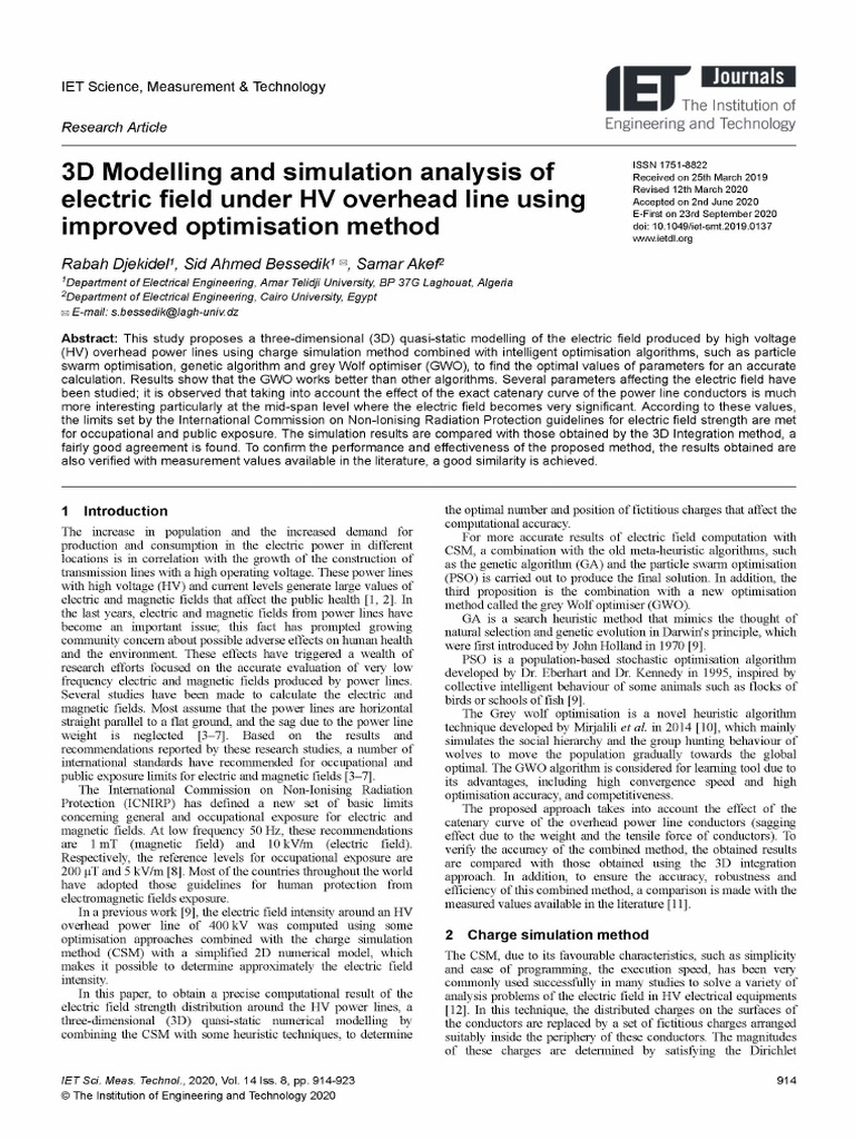 3D Modelling and Simulation Analysis Ofelectric Field Under HV Overhead ...