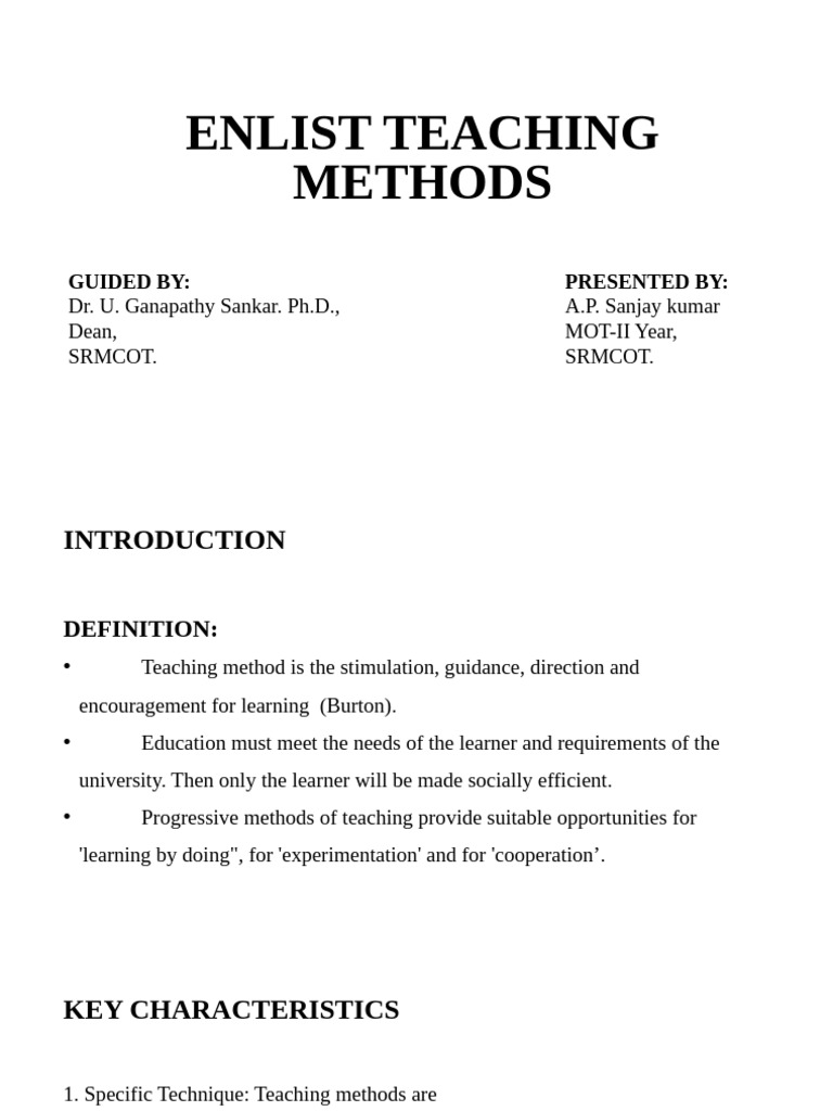 Comprehensive Teaching Methods Overview | PDF | Learning | Teaching Method