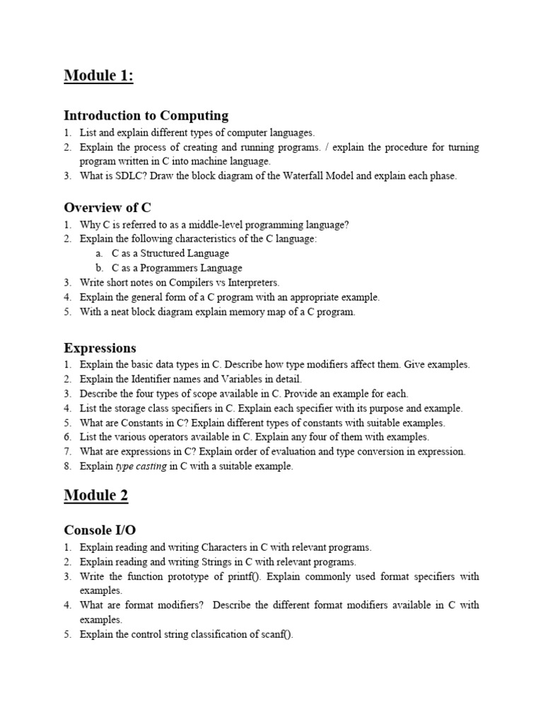 C Question Bank | PDF | Computer Program | Programming