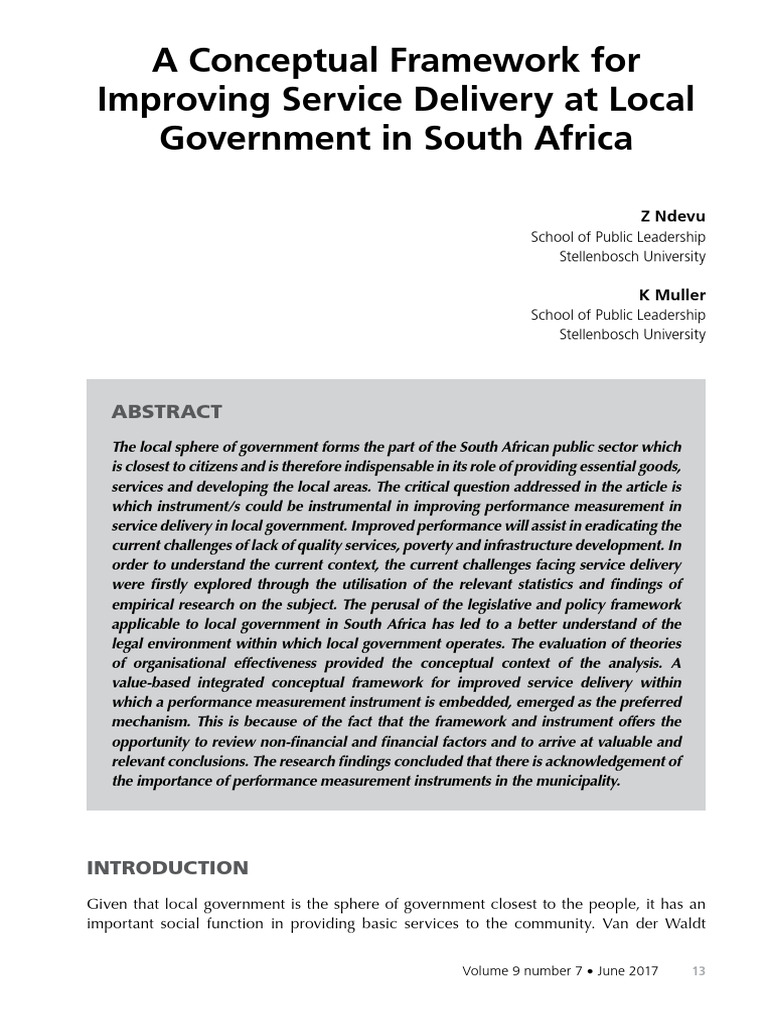 A Conceptual Framework For Improving Ser | PDF | Accountability | South ...