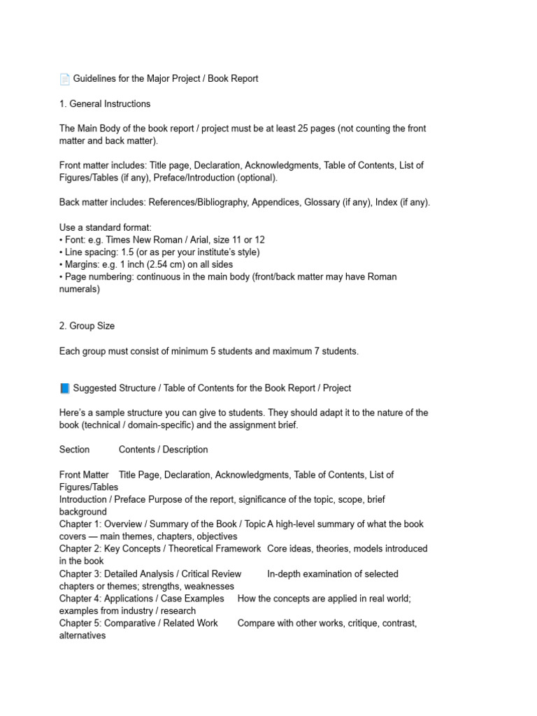 PCE Project Report Guidline and Suggested Topic | PDF | Book Design ...