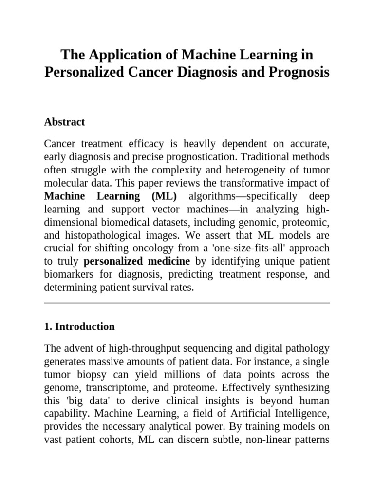 Machine Learning in Personalized Cancer Care | PDF | Machine Learning ...
