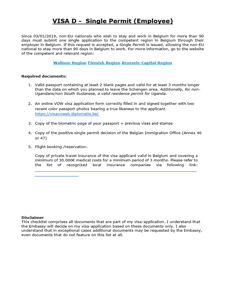 Visa Type Document Other Single Permit Employee 2 | PDF