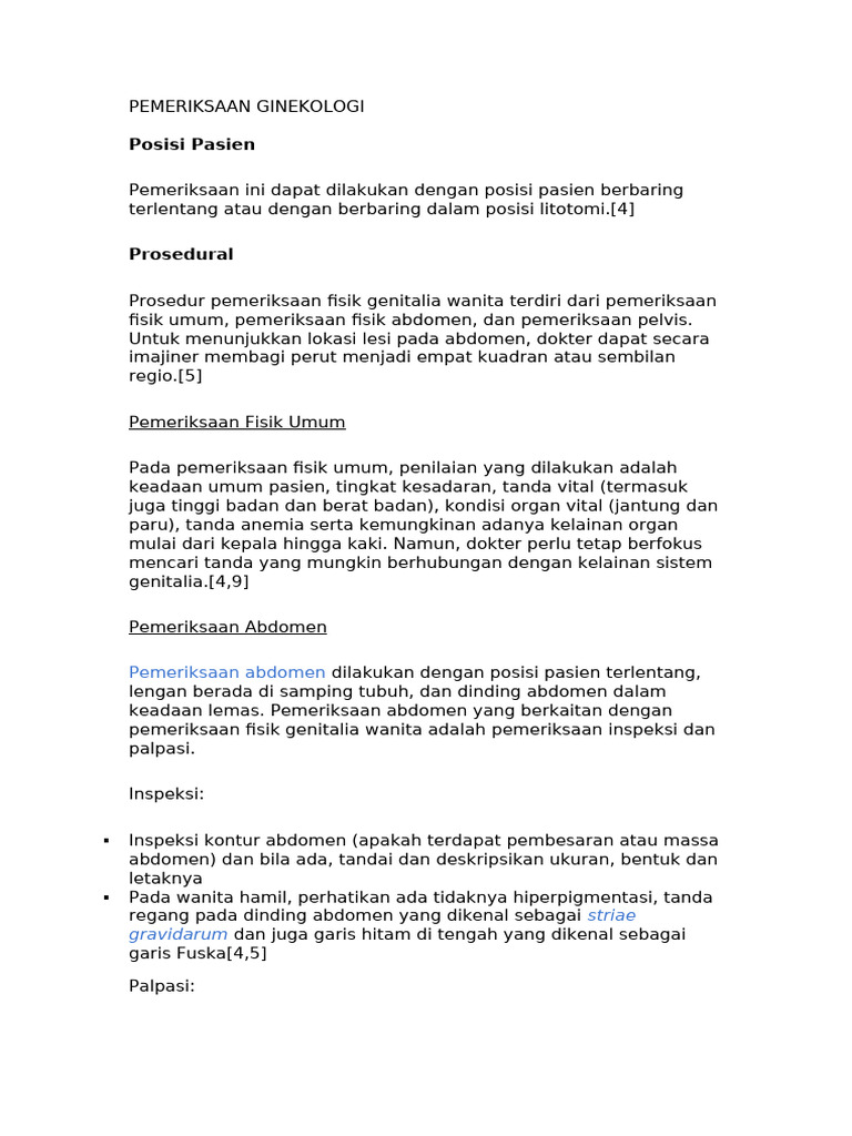 Panduan Pemeriksaan Ginekologi Wanita | PDF