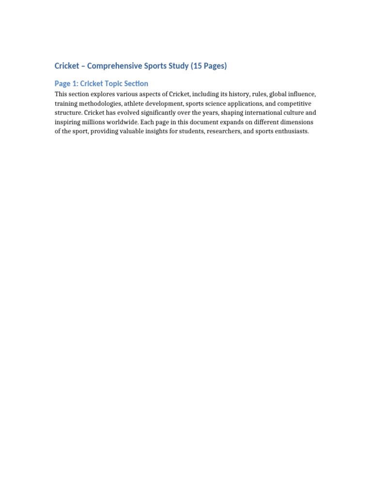 Cricket 15 Page Sports Document | PDF | Liberal Arts Education | Science