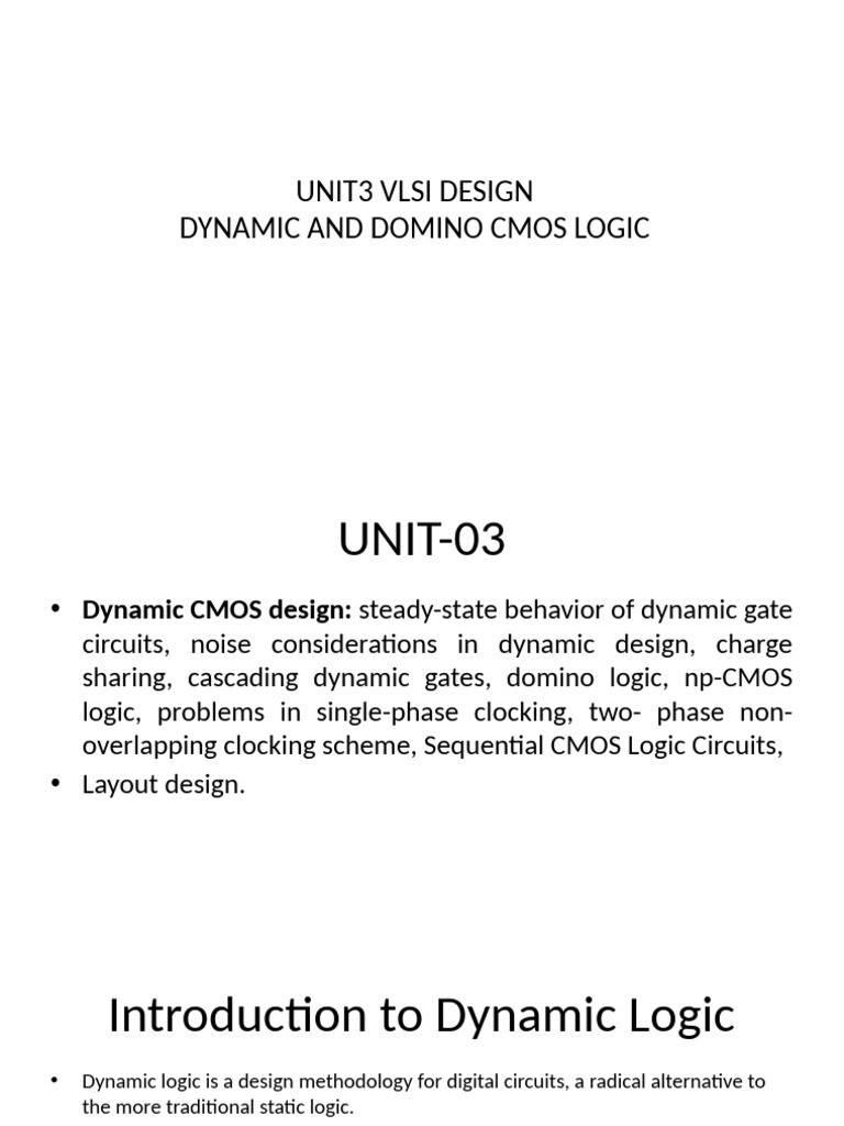 Dynamic and Domino CMOS Logic Design | PDF | Cmos | Logic Gate