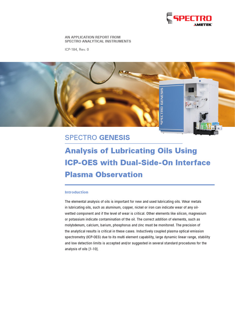 ICP-OES Analysis of Lubricating Oils | PDF | Spectroscopy | Chemistry