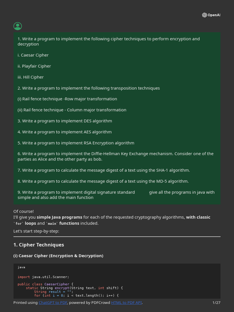 Java Cryptography Algorithms Guide | PDF | Encryption | Cipher