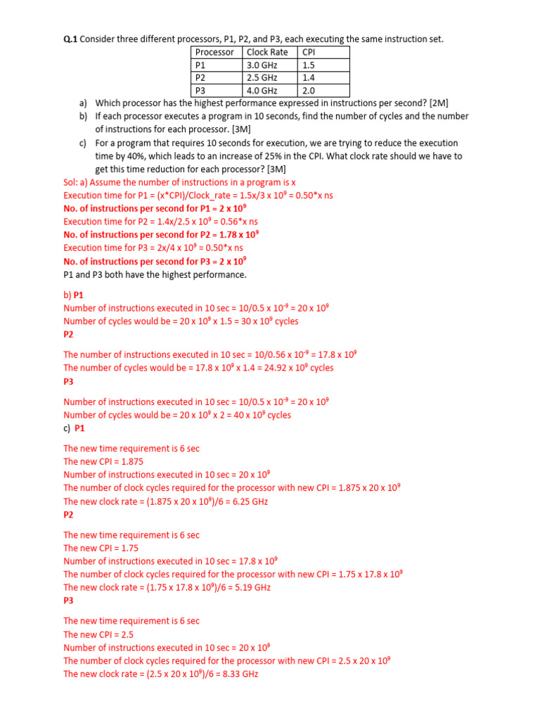 Processor Performance Analysis and MIPS Code | PDF | Multiplication ...