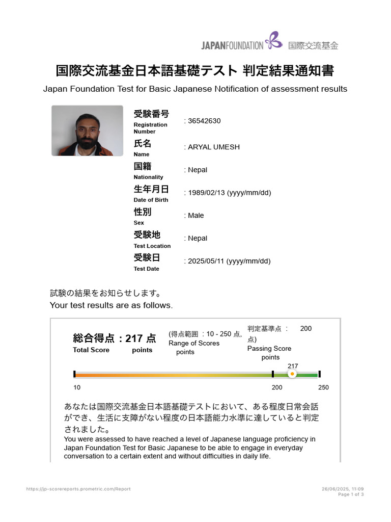 Prometric - Report - View (1) Umesh | PDF | Japanese Language ...