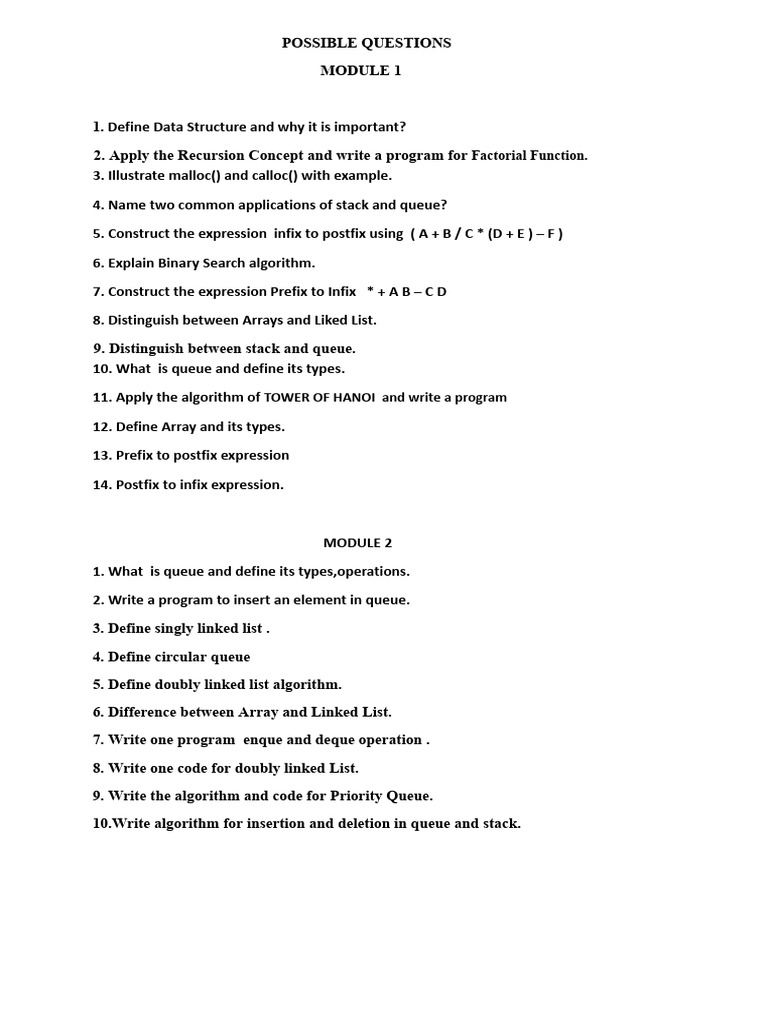 Data Structures and Algorithms Questions | PDF