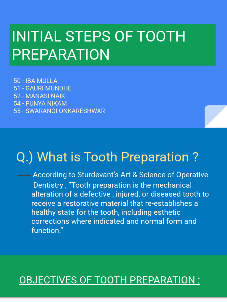 Tooth Preparation Techniques Explained | PDF | Dentin | Tooth Enamel