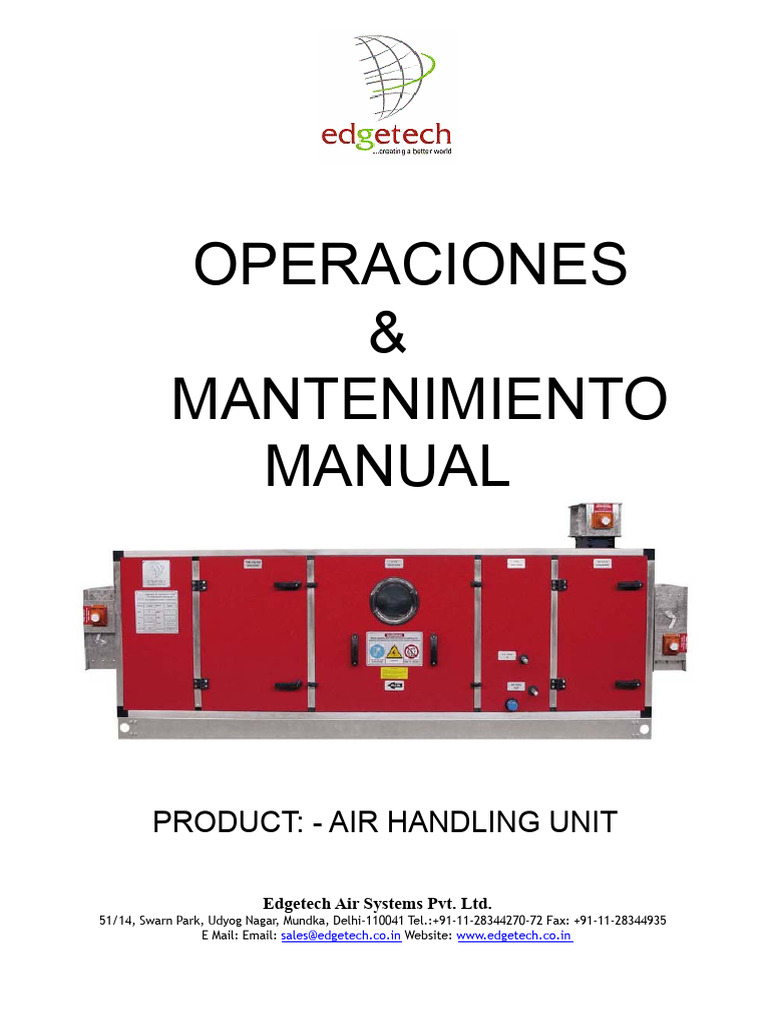 Manual de Operaciones y Mantenimiento de AHU | PDF | Rodamiento ...