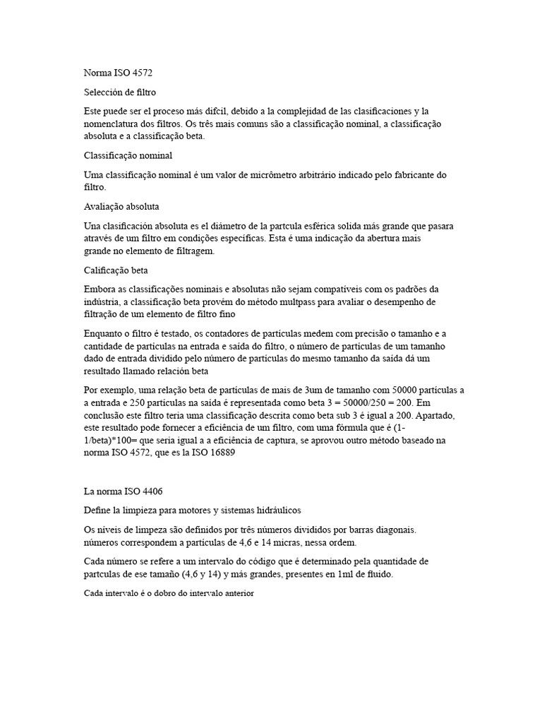Classificações de Filtros ISO 4572 e Normas | PDF