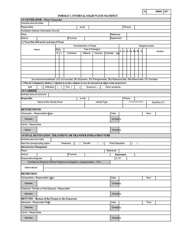 Solid Waste Manifest Template 2017 | PDF | Waste | Materials