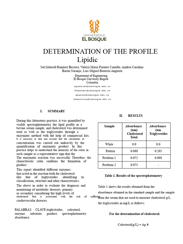 Lipid Profile Report - Biochemistry | PDF | Cholesterol | Lipoprotein