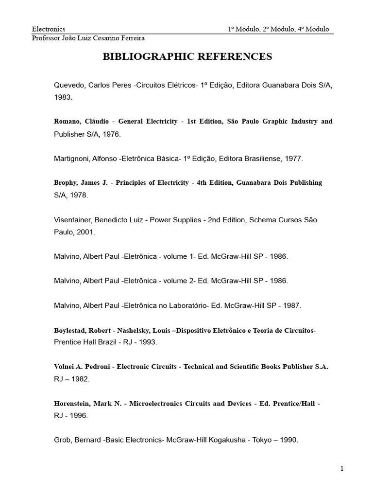Bibliographic References | PDF | Electronics | Electricity