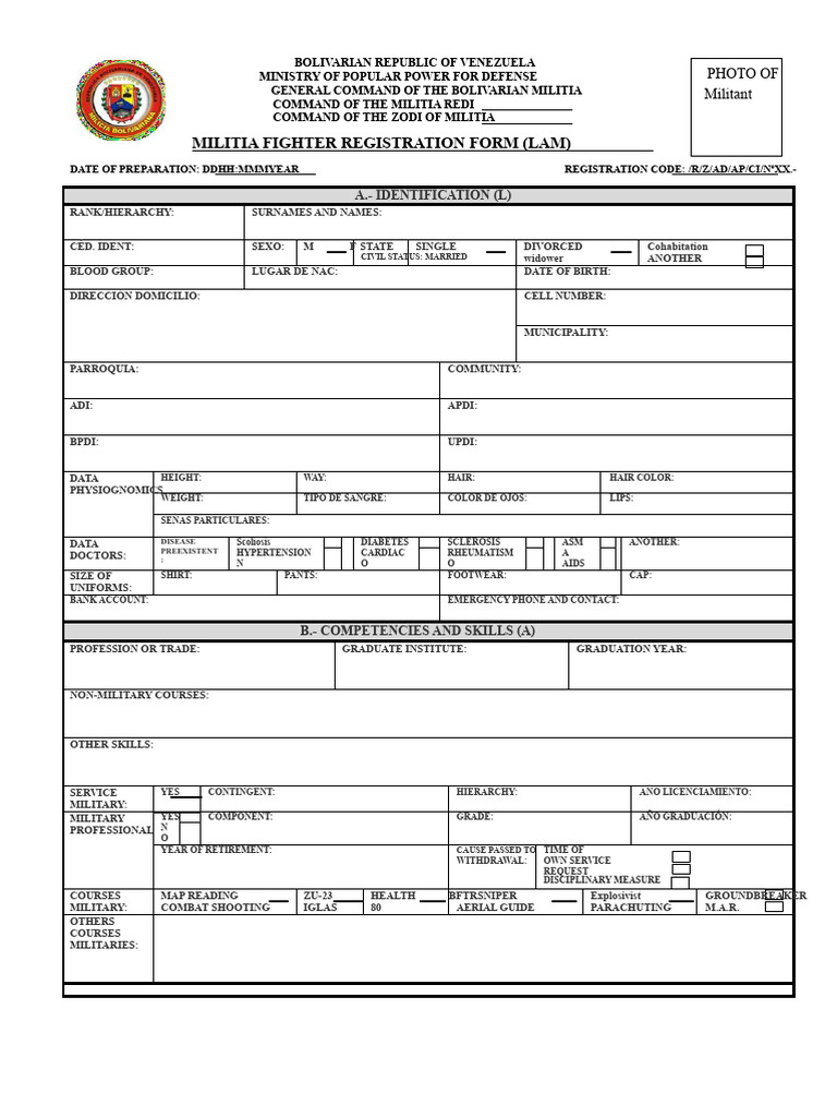 Militia Fighter Registration Form Guide | PDF | Identity Document