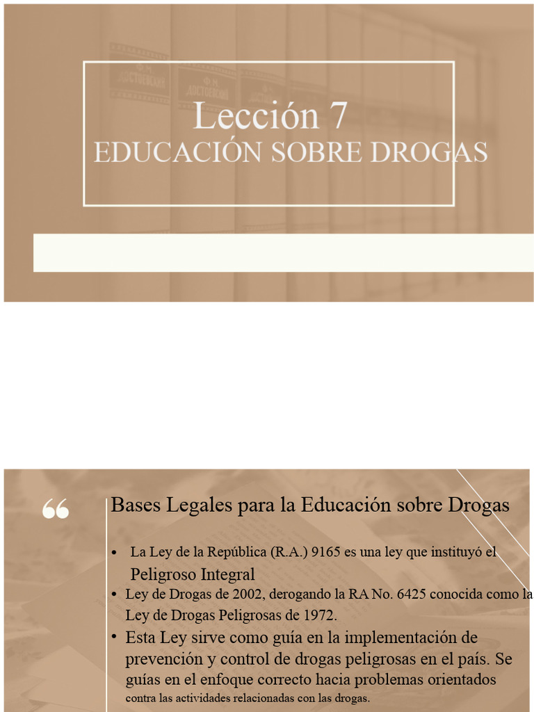 Educación sobre Drogas y Leyes 9165 | PDF | La dependencia de ...