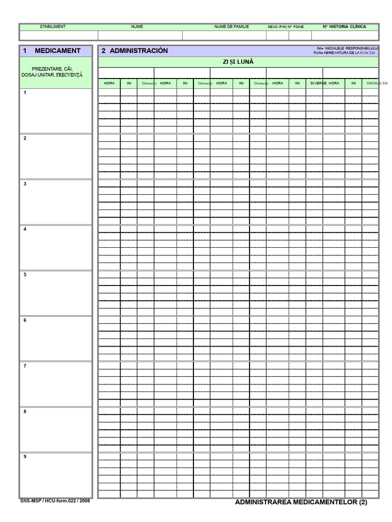 Formular. 022 Administrarea Medicamentelor | PDF