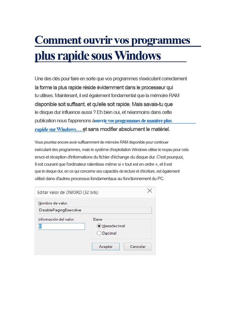 Accélérez l'ouverture des programmes Windows | PDF | Programme ...