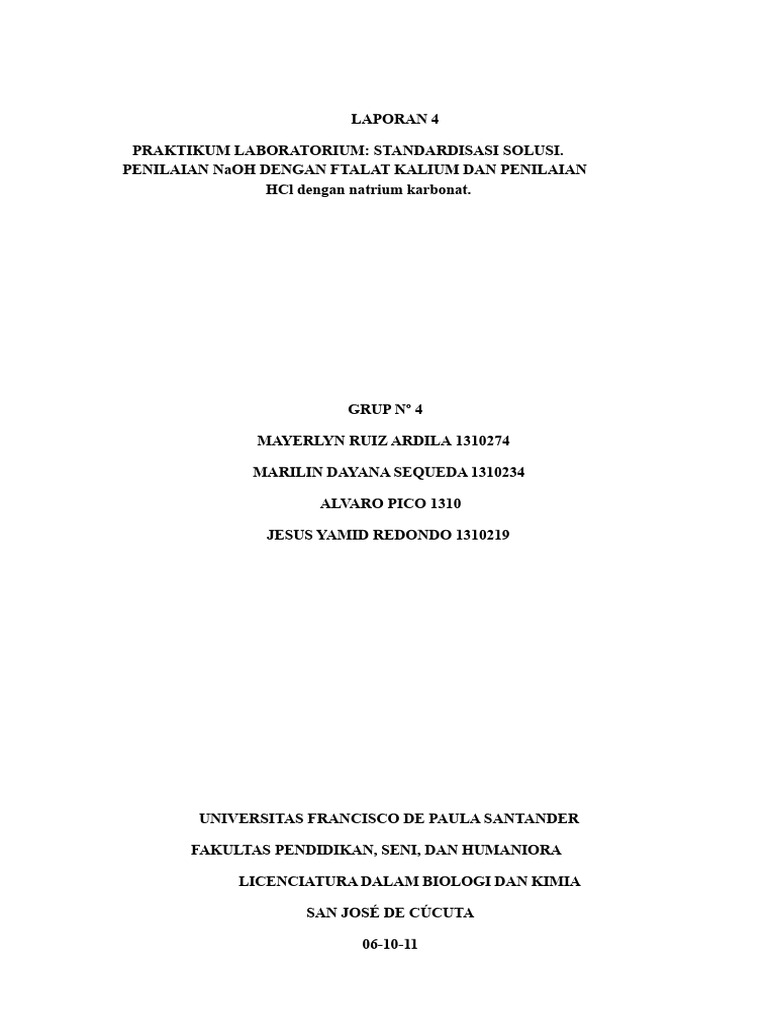 Standardisasi Solusi NaOH dan HCl | PDF