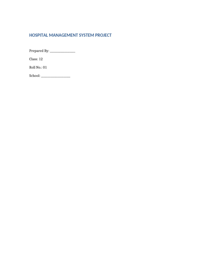 Hospital Management System Project | PDF | My Sql | Python (Programming ...