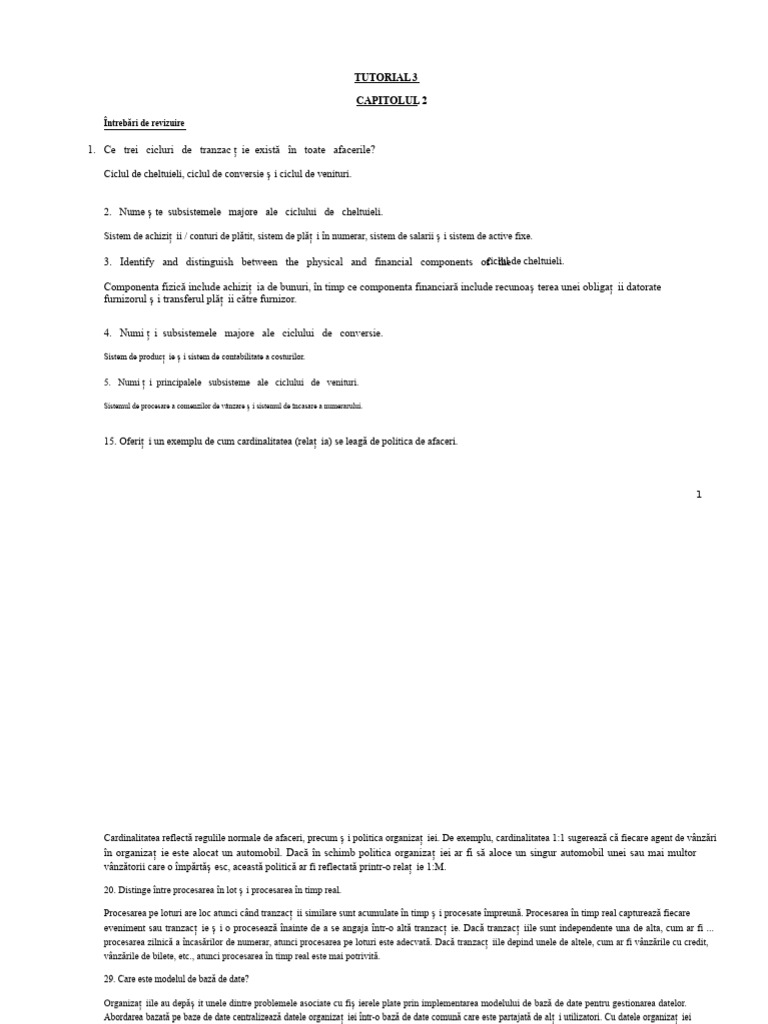 Tutorial 3 Capitolul 2 | PDF