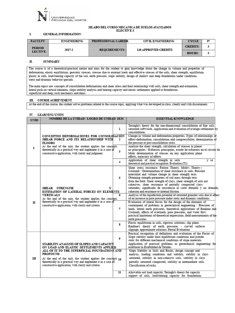 Advanced Soil Mechanics Course Syllabus | PDF | Strength Of Materials ...