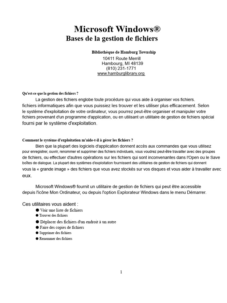 Gestion des fichiers sous Windows | PDF | Fichier informatique ...