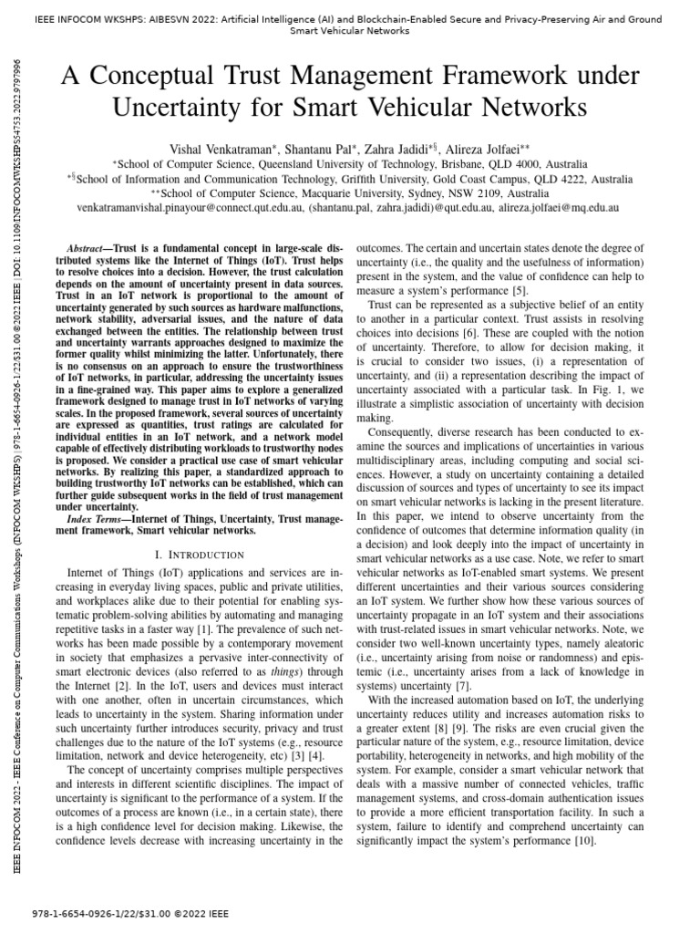 A Conceptual Trust Management Framework Under Uncertainty For Smart ...