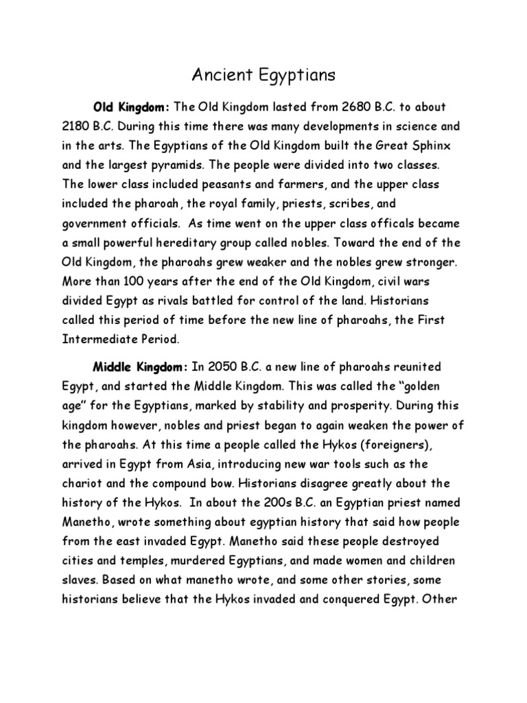 Overview of Ancient Egyptian Kingdoms | PDF | Ancient Egypt | New ...