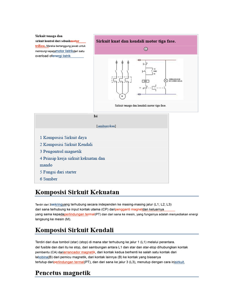 Sirkuit Daya Dan Pengendalian Motor Tiga Fase | PDF