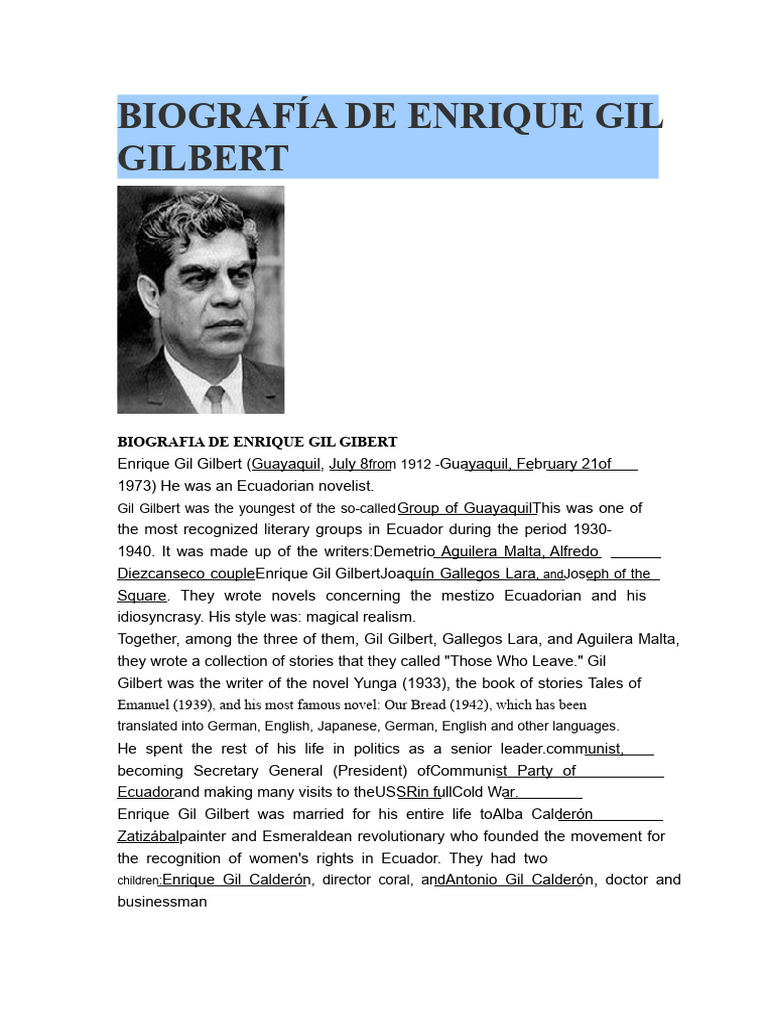 Biography of Enrique Gil Gilbert | PDF