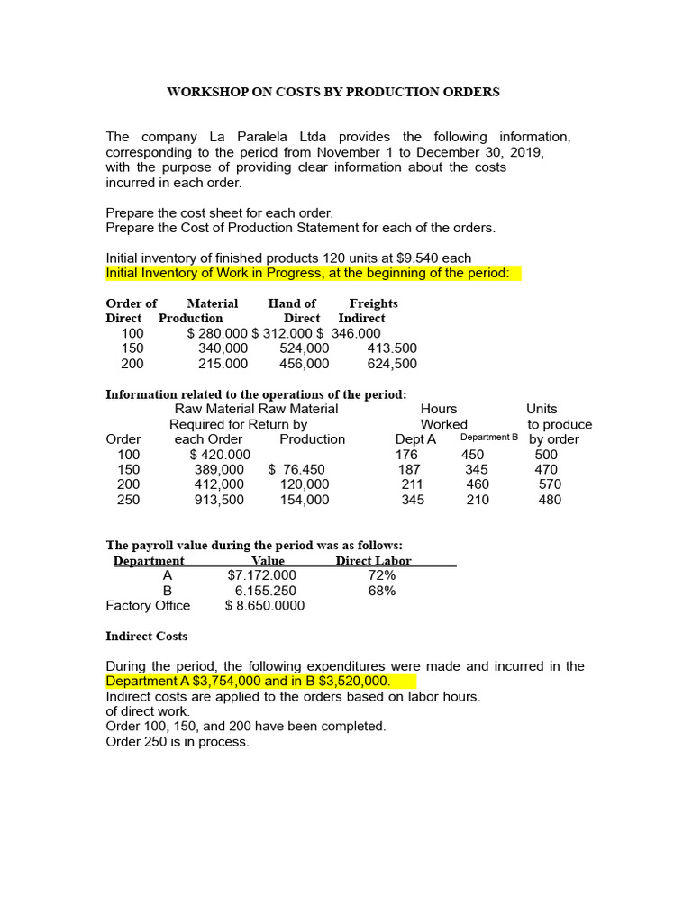 Workshop Costs by Production Orders | PDF | Expense | Credit