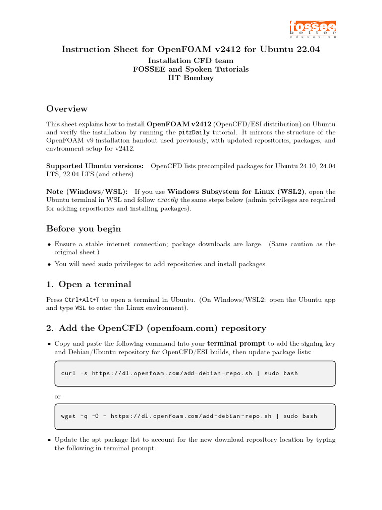 Install OpenFOAM v2412 on Ubuntu 22.04 | PDF | Software Repository ...