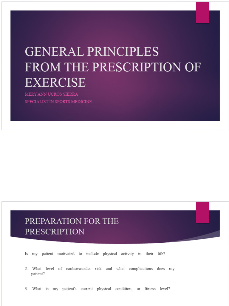 Exercise Prescription Guidelines for Patients | PDF | Physical Fitness ...