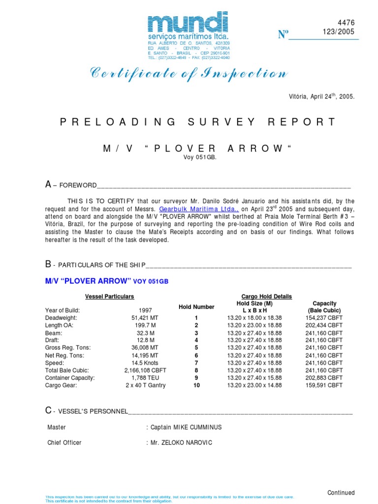 Report Cargo Transport