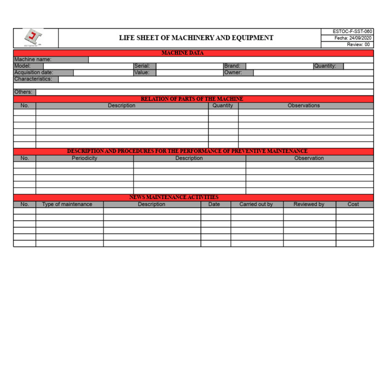 Format For Machinery and Equipment Resume | PDF