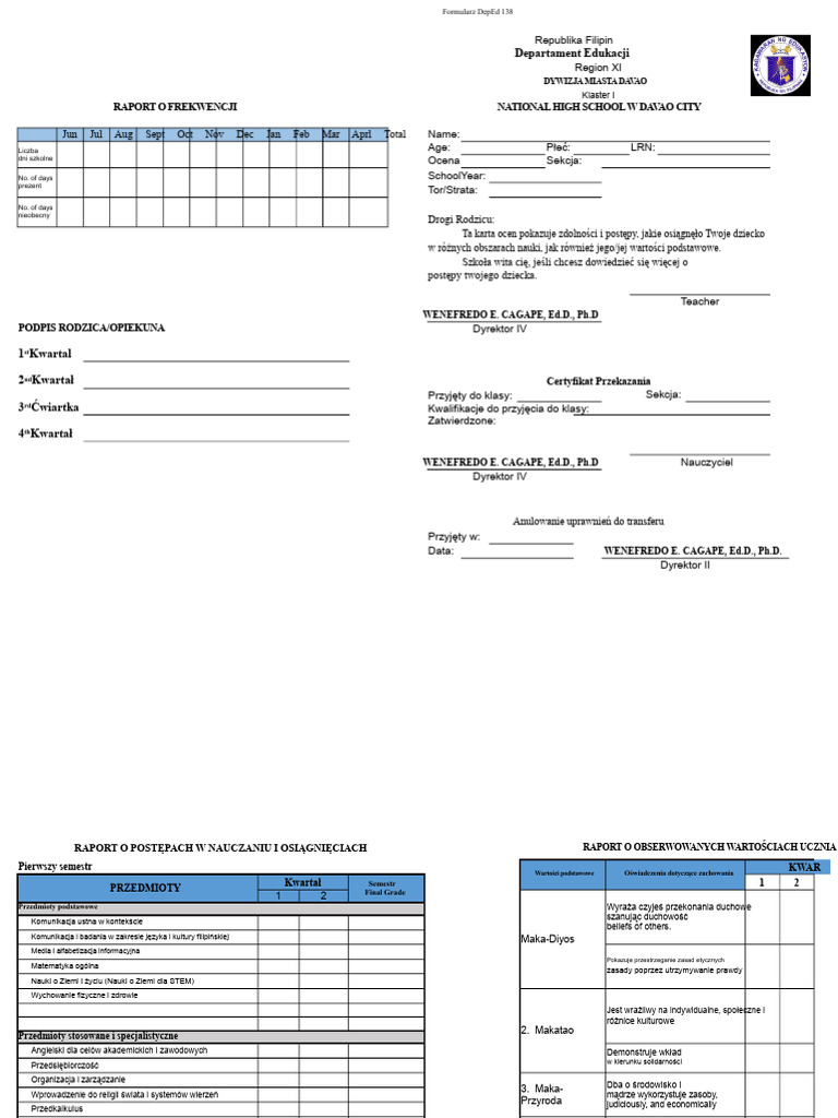 Formularz 138 SHS | PDF