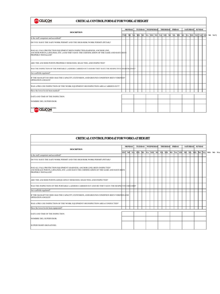 Critical Control Work at Heights | PDF