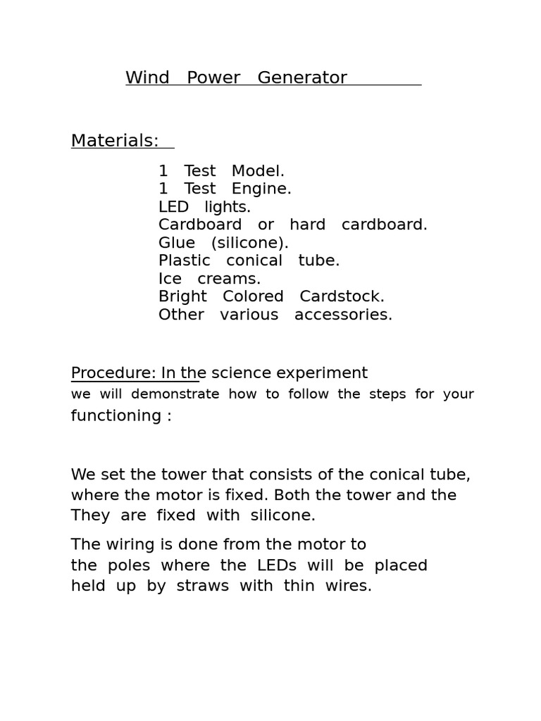 DIY Wind Power Generator Project | PDF