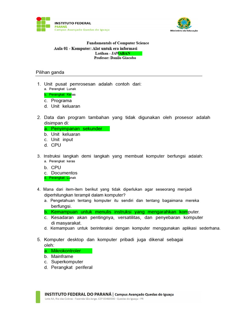 Dasar Dasar Informatika Kelas 01 Komputer Alat Untuk Era Informasi